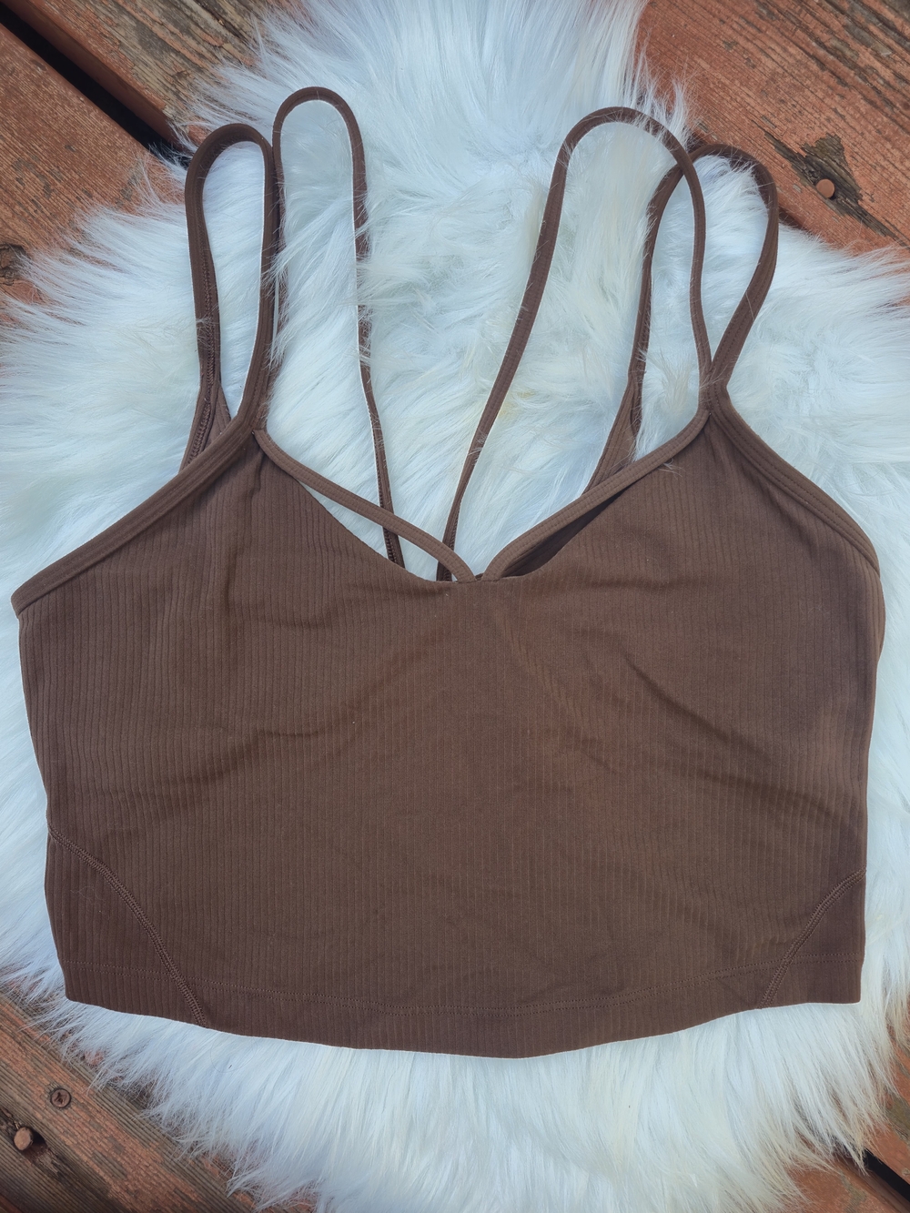 lululemon athletica Brown Ribbed Double-Strap Crop Camisole
